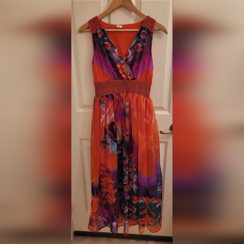 Vibrant Orange and Purple Women's Dress